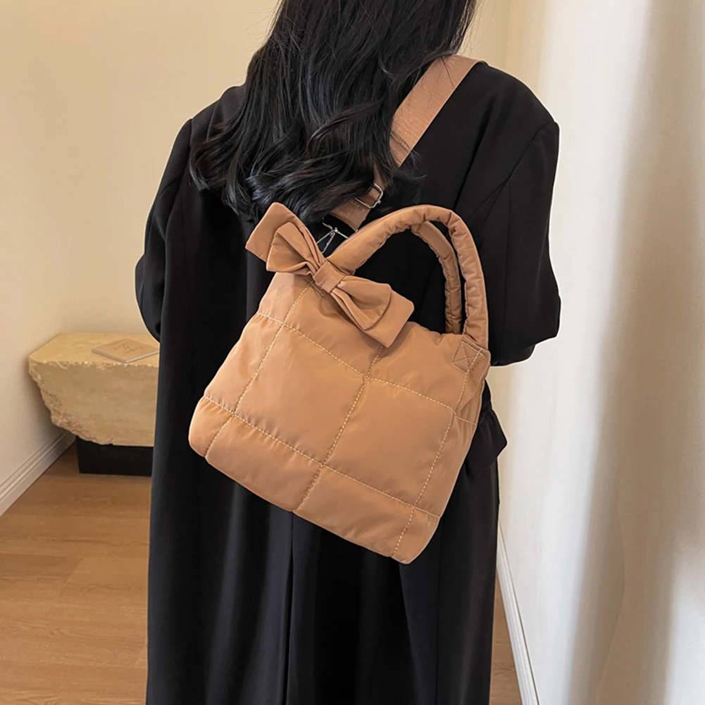 

Женская стеганая сумка-тоут-пуховик, универсальная пуховая хлопковая сумка-хобо, универсальная сумка на плечо с мягкой подкладкой, сумка-ранец, сумка для покупок