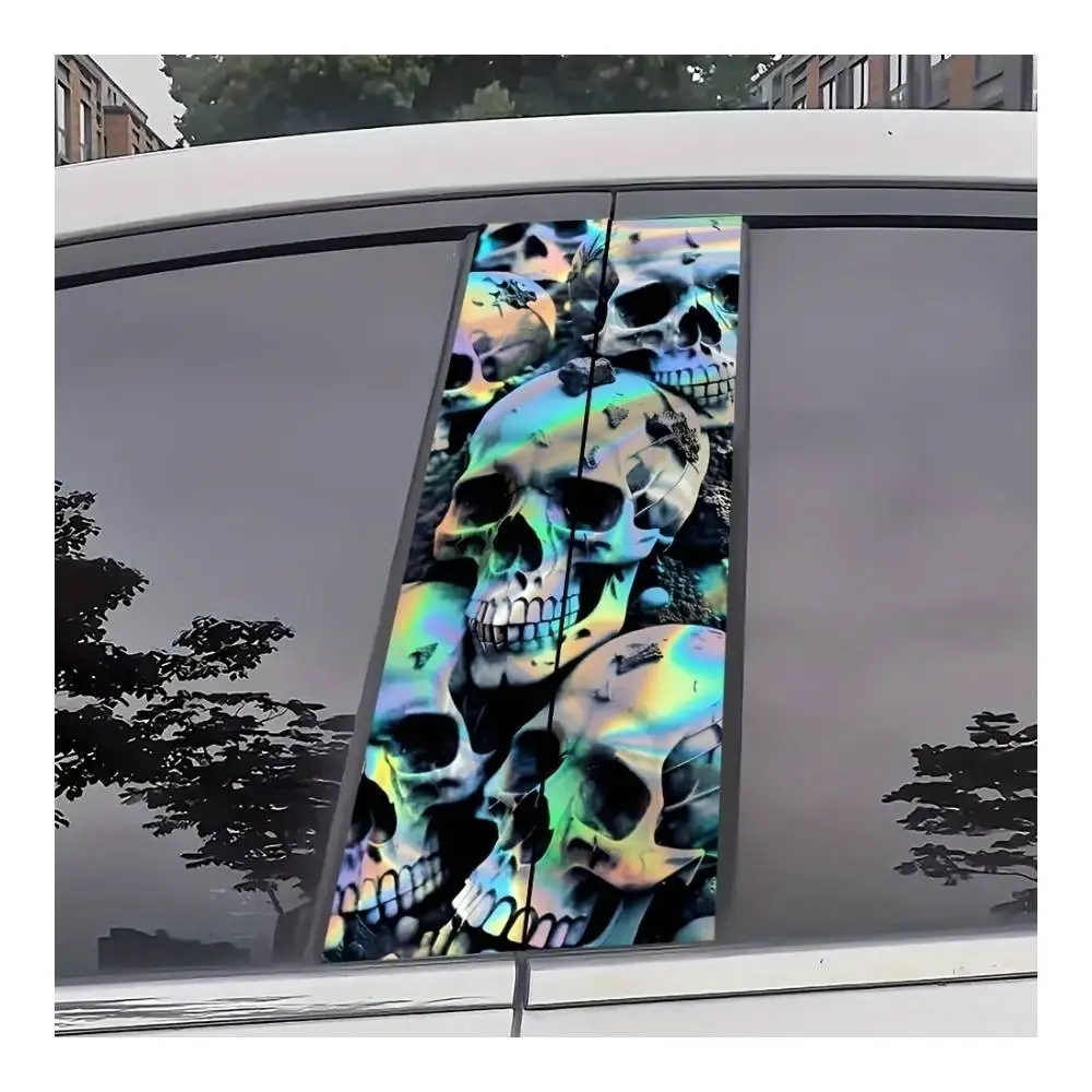 Alien Monster Skull Car B Pillar Stickers Decals Colorful PVC Semi Gloss S