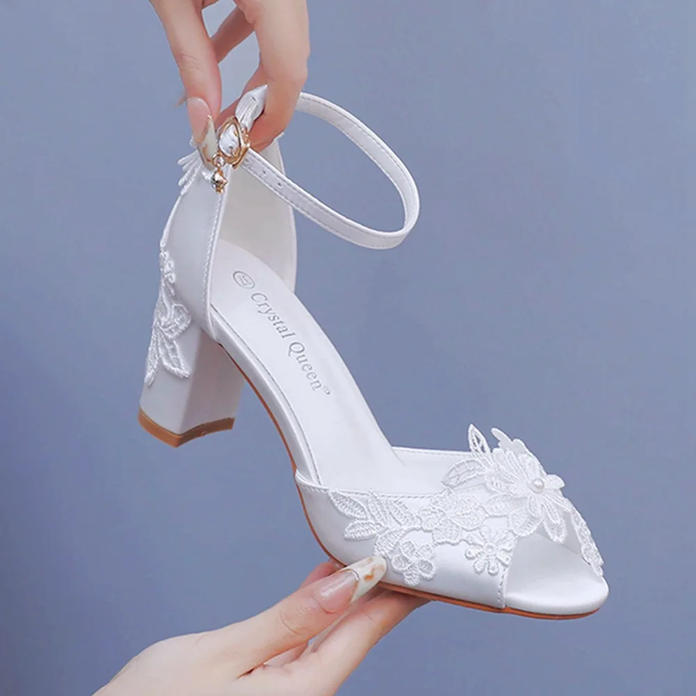 

Peep Toe Women's heels for ladies shoe summer sandals 2025 woman sandals wedding dress high quality fashion flowers sandals 42