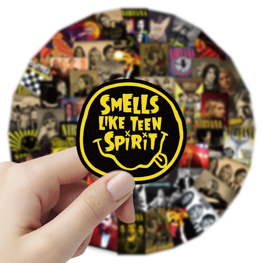 52Pieces Nirvana Band Stickers - Rock Music Fan Decorative Decals for Laptops Phone Cases & Guitars Golden Memory Stickers Store - view 5