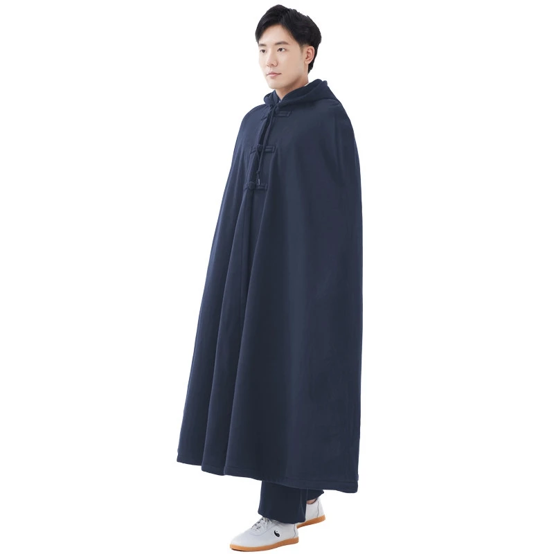 Winter Warm Hooded Windbreaker Wear Men Women Thickened Cotton Zen Nun Meditation Cloak Oriental Monk's Cold Weather Robe Shawl