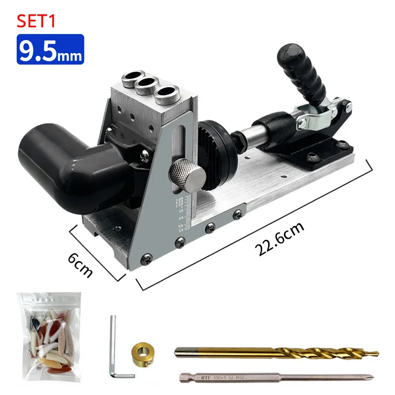 Pocket Hole Jig Kit zum Sammeln von Staub, Pocket Hole Drill Guide Jig für 15 ° Holzbearbeitungswerkzeuge mit abgewinkelten Löchern für starke Verbindungen – Detail 8