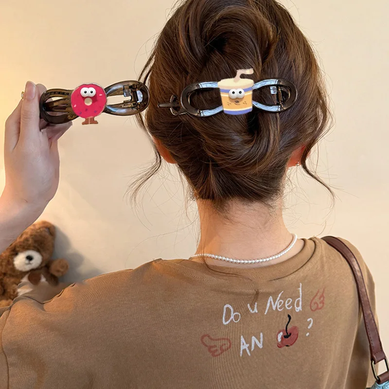 

Cute Cartoon Twisted Hair Clip Korean Fashion Simple Sweet Women Acrylic Ponytail Hairpin Elegant Vintage Hair Style Accessories