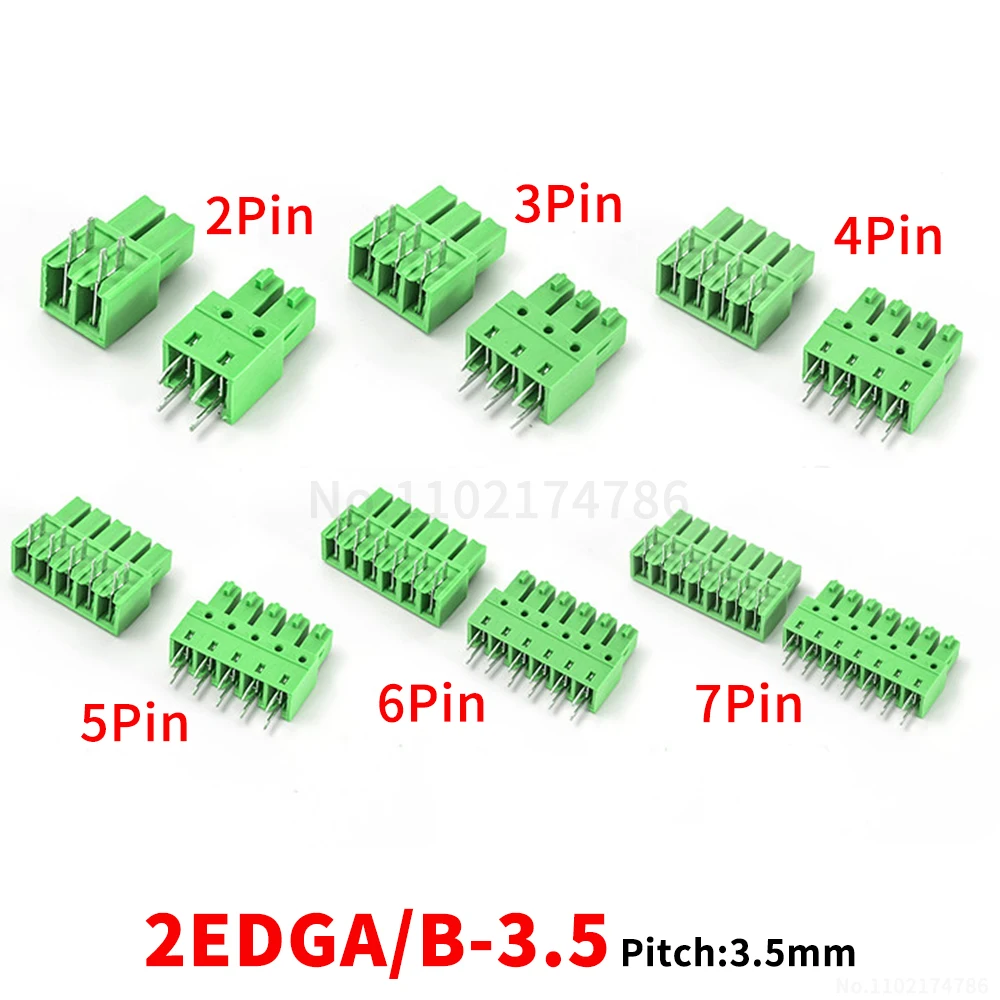 (1 pcs) 15EDGA 15EDGB – 3.5 mm pitch pluggable PCB terminal blocks 2~20P board-to-board solder-to-board KF 2EDGA 2EDGB 3.5