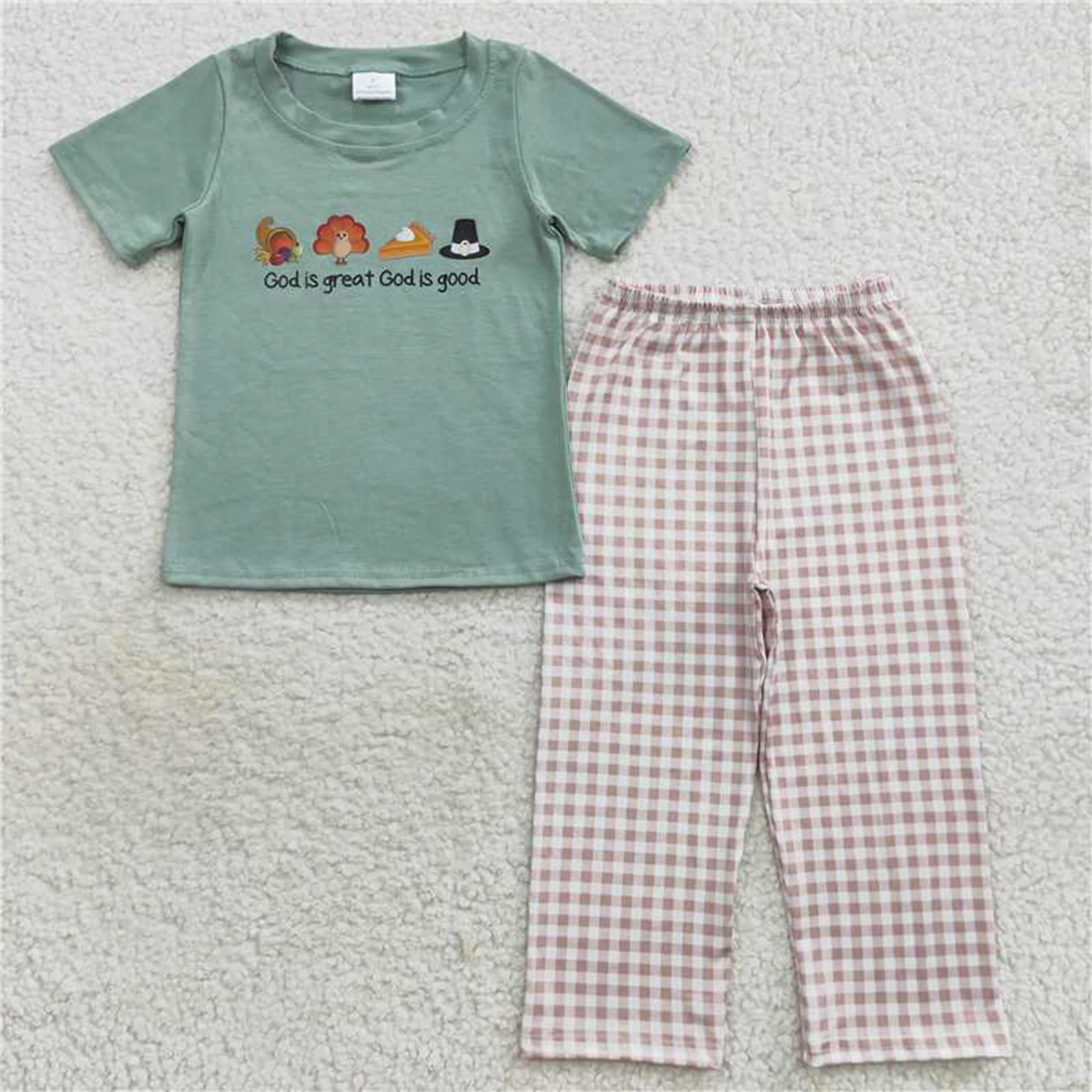 Wholesale Children Hot Sale Baby Boy Girl Thanksgiving Turkey Pie Sibling Clothing Outfits RTS Boutique Infant Kids Romper Dress