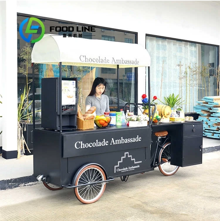 

customize Commercial Ice Cream Cart Freezer Tricycle Mobile Food Cart Selling Juices Cold Drinks with Wheels Business