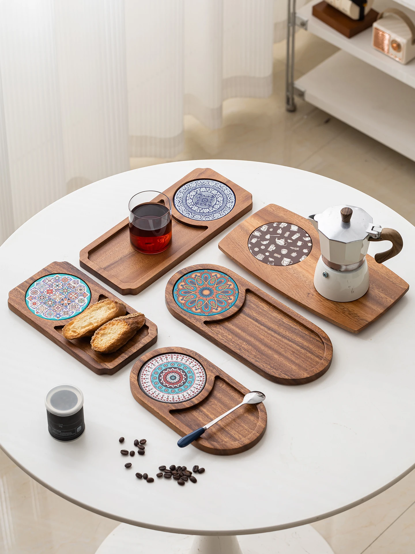 walnut-coffee-tray-luxury-home-commercial-use-dining-afternoon-tea-pastry-creative-tea-plate-oval-shape-multifunctional-matte
