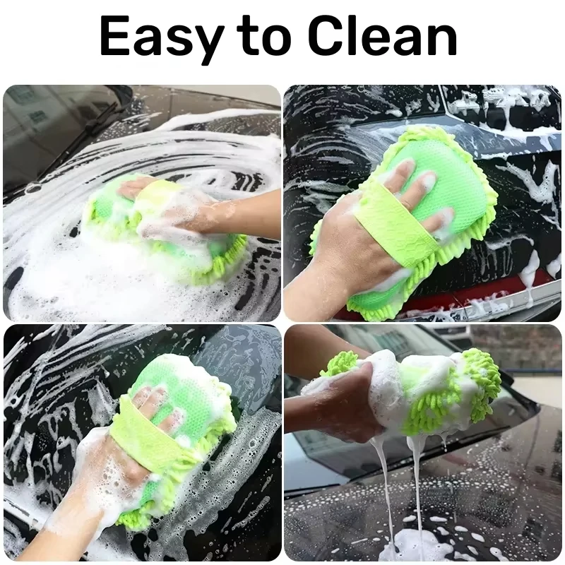 2Pcs Microfiber Car Washer Thicken Sponge Cleaning Car Care Detailing Brushes Washing Towel Auto Gloves Styling Accessories