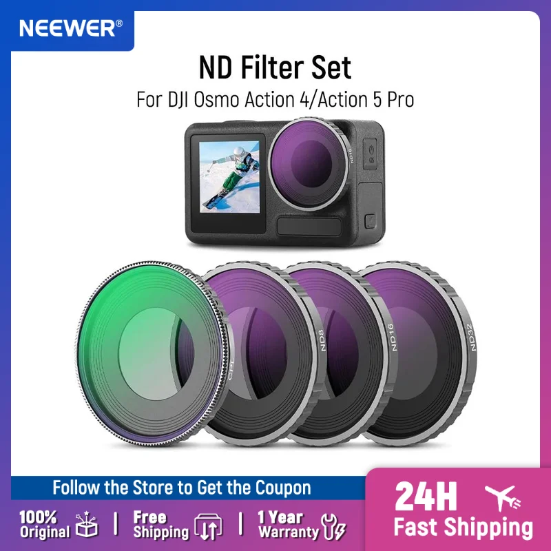 

NEEWER ND Filter Set for DJI Osmo Action 4/Action 5 Pro Filter Kit Action Camera Accessories Multicoated HD Optical Glass