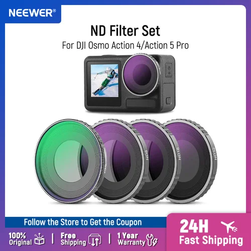 Imagen 1 del producto NEEWER-Juego de filtros ND para DJI Osmo Action 4/Action 5 Pro, Kit de filtros, accesorios para Cámara de Acción, vidrio óptico HD multicapa