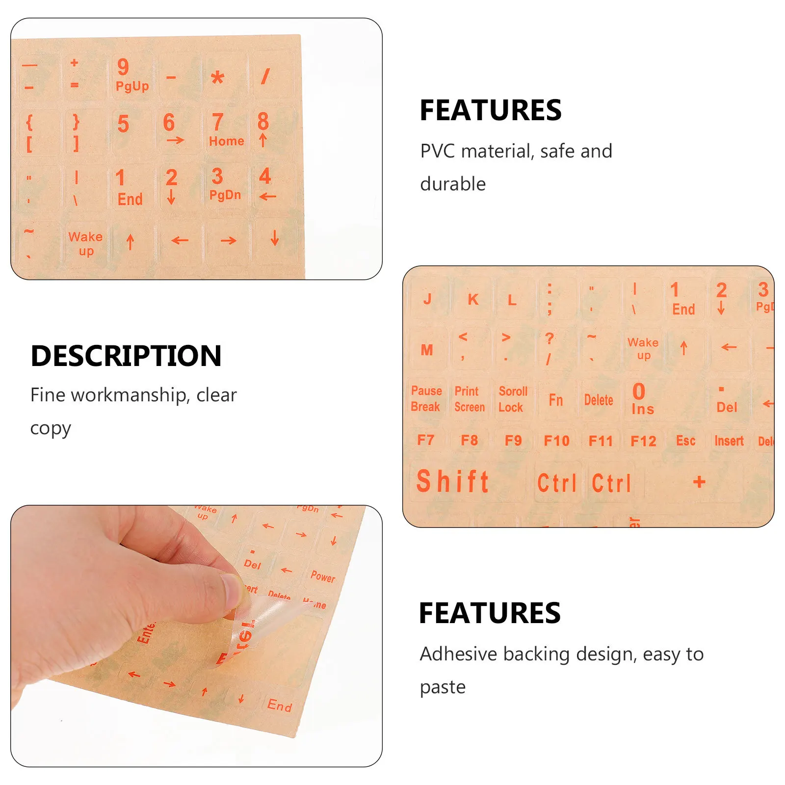 

2 Sheets Keyboard Stickers English Large Print Computer Laptop Desktop Notebook Universal Stickers Wear-Resistant Clear Letters
