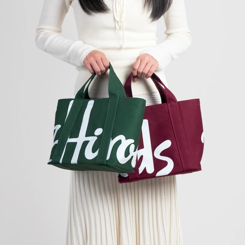

New Popular Color-blocked Canvas Bag Fashion Letter Small Tote Bags Casual Handbag Storage Shopping Bag
