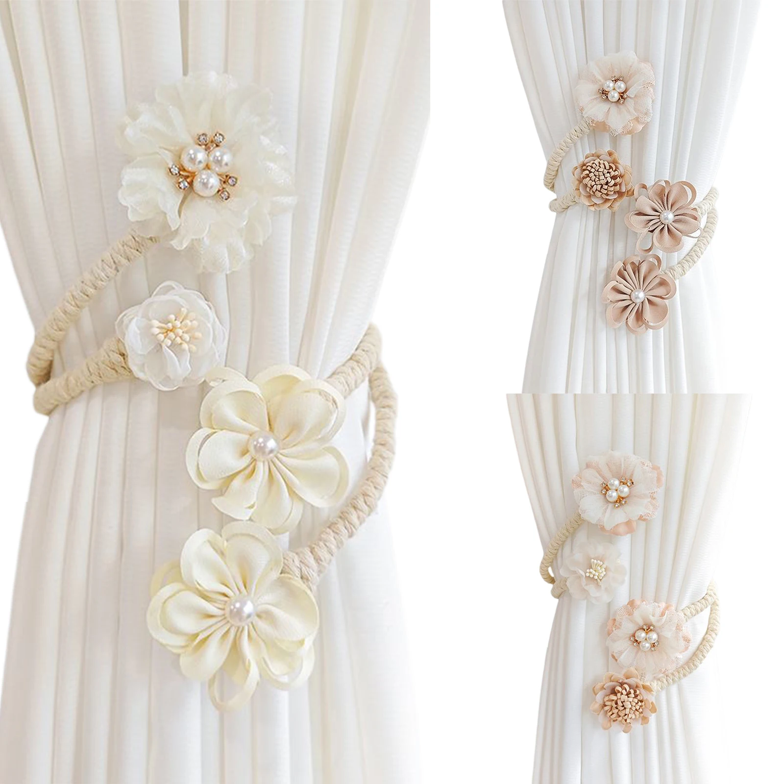 Flower Curtain Tieback Twist Bough Rope Curtain Tie Backs for Living Room Bedroom Curtain Holder for Drapes