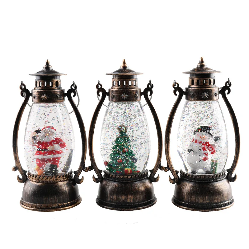 Hot Christmas Snowman Snow Globe Santa Lantern Retro Style Holiday Glitter Globe for Xmas Table Decoration Santa Gift