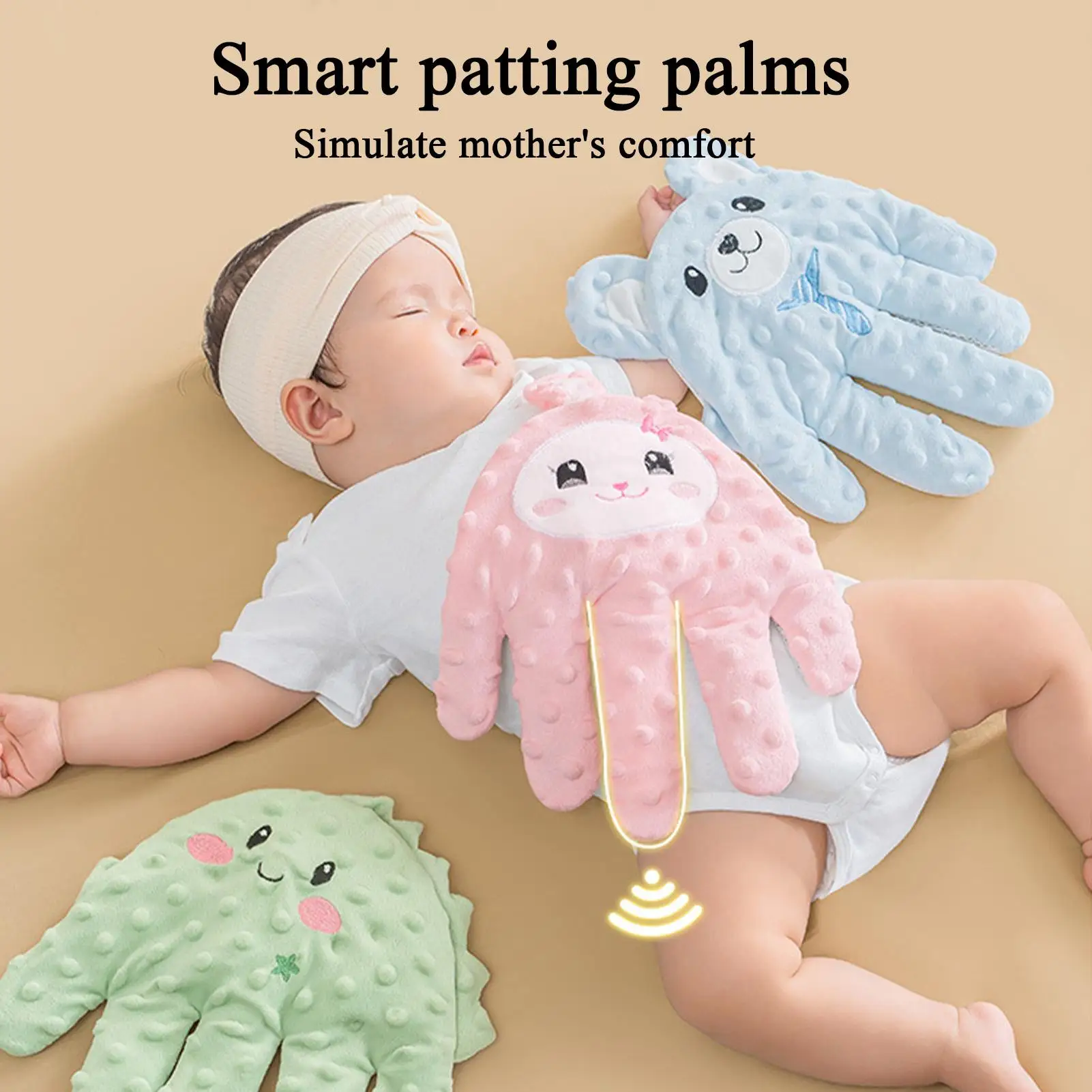 Novo bebê calmante palma dormir acariciando boneca elétrica mão travesseiro startle prevenção sleep aid companheiro brinquedos calmantes