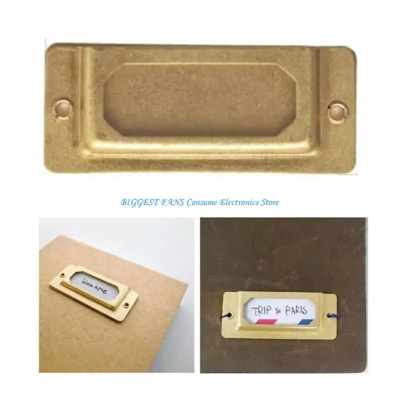 6 قطعة لوحات تسمية مؤشر النحاس المعادن اسم بطاقة التسمية عرض حامل لمجلة مخطط وثيقة الموثق المنظمة #1