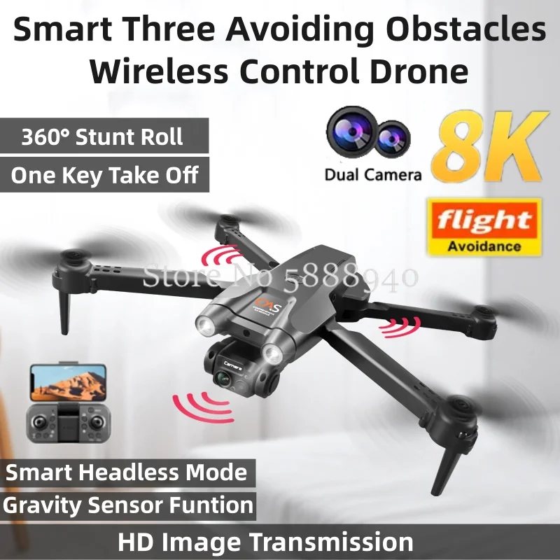 Smart Three Avoiding Obstacles Wireless Control Drone 8K Dual Camera 360° Roll Headless Mode One Key Take Off RC Quadcopter Toy