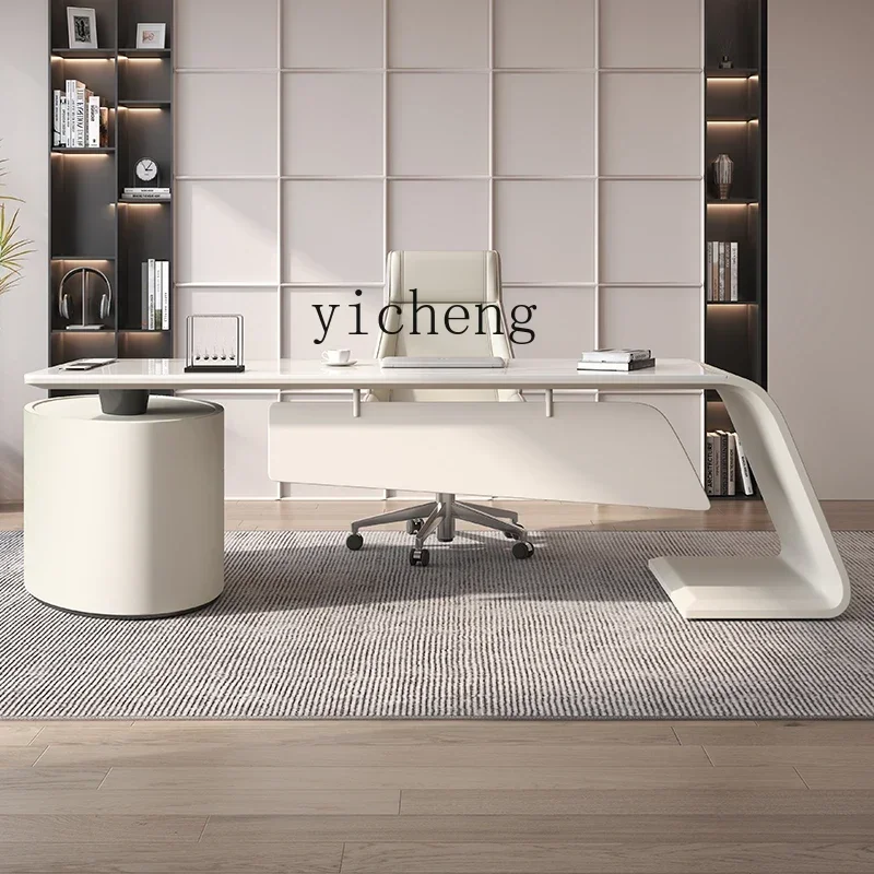 HYS Italian minimalist rock slab desk light luxury modern desk high-end study home computer desk