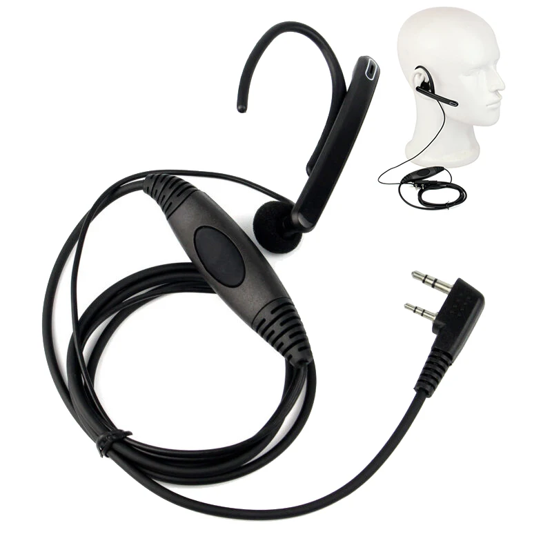 2-Pin Ear Bar Earpiece 1*Mic Headset For Kenwood/BAOFENG/TYT/ WOUXUN Radio Portable Car Audio-visual Accessories