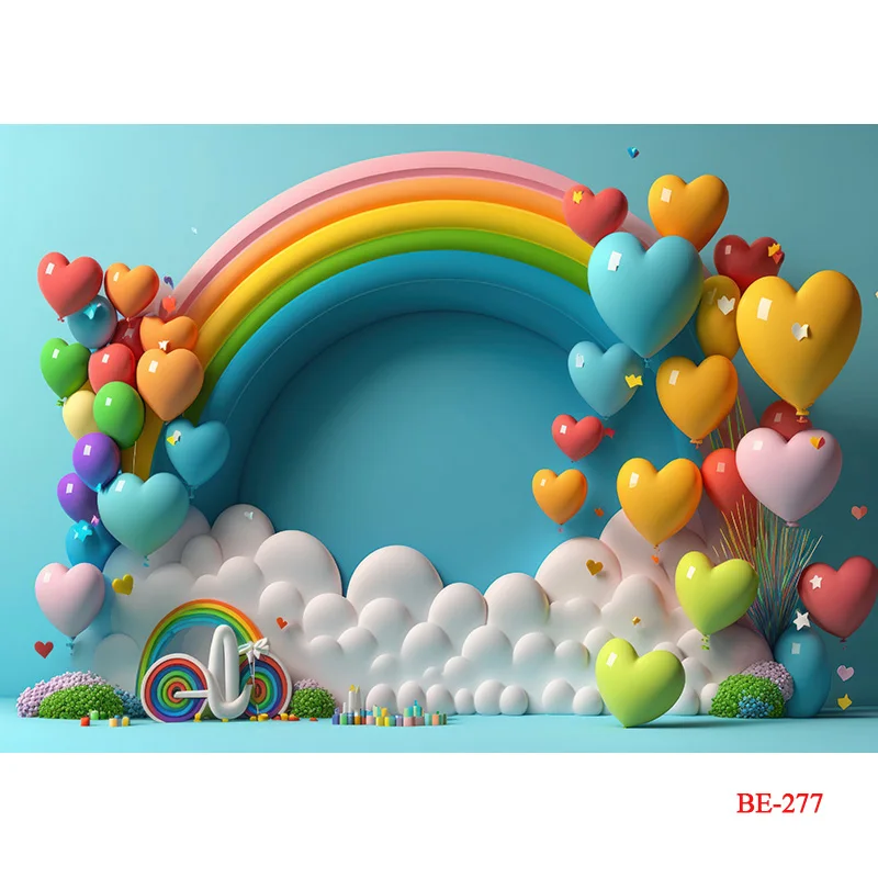 Palloncini arcobaleno decorazioni per Baby Shower Party Photography fondali puntelli compleanno bambini neonato Studio sfondo BE-07