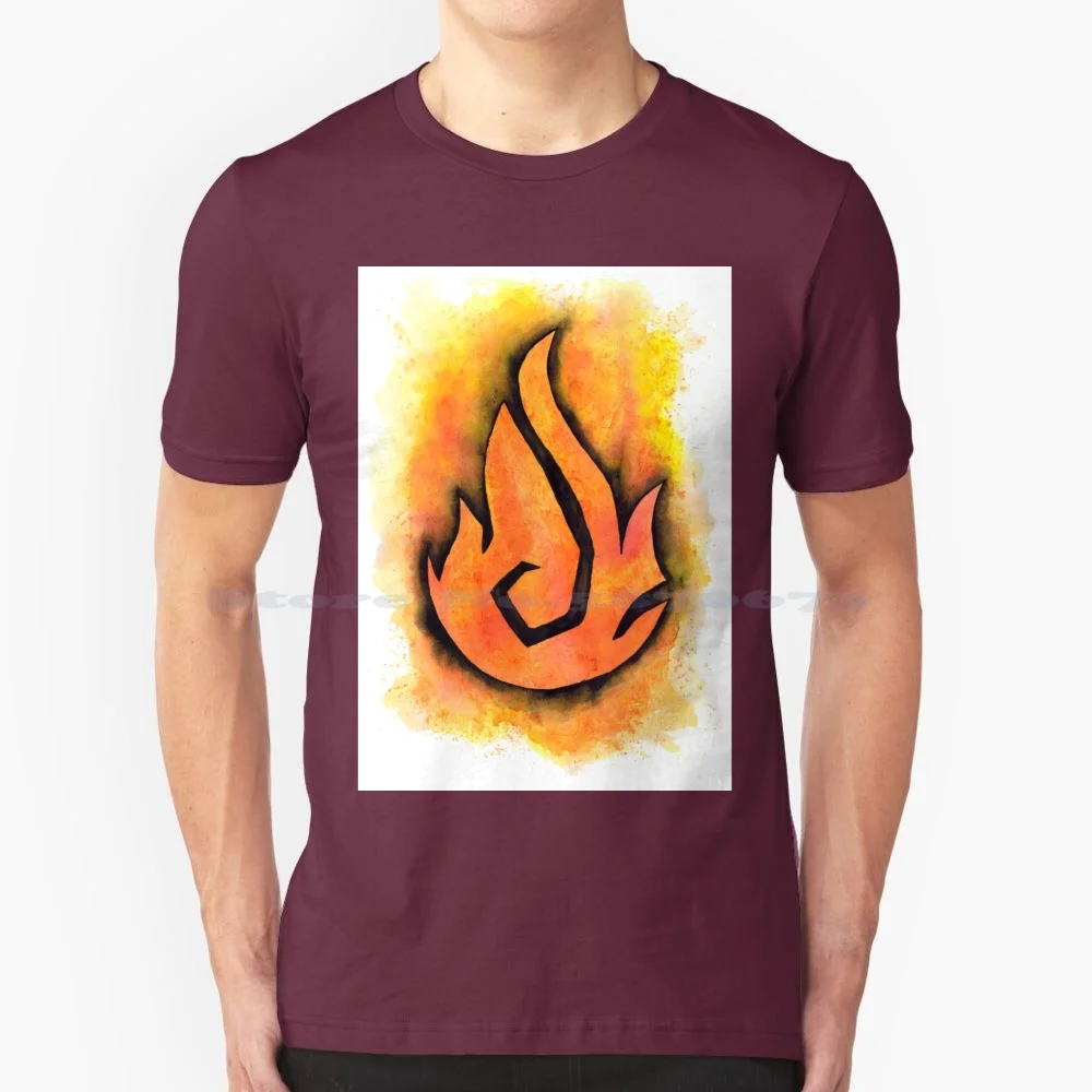 Guild Wars 2 Elementalist Sign , Watercolor Painting T Shirt 100% Cotton Tee Guild Wars 2 Elementalist Minimalistic Minimalism