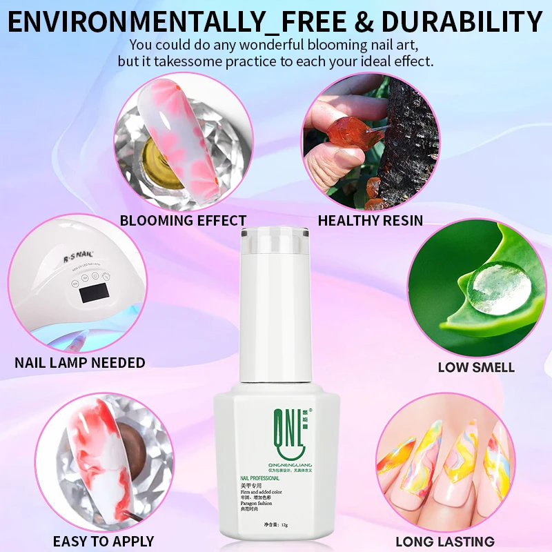 RS NAIL 12ml Clear Blooming Gel Nail Polish UV LED Blossom Soak Off Nail Art Polish DIY Design for Gradient Effect Manicure Gel - Image 4