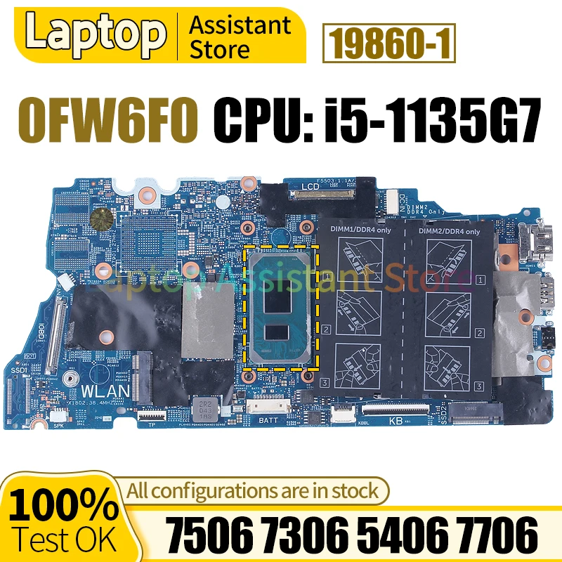 

Материнская плата для Dell 7506 7306 5406 7706 19860 100%-1 0FW6F0 SRK05 i5-1135G7 протестированная материнская плата для ноутбука