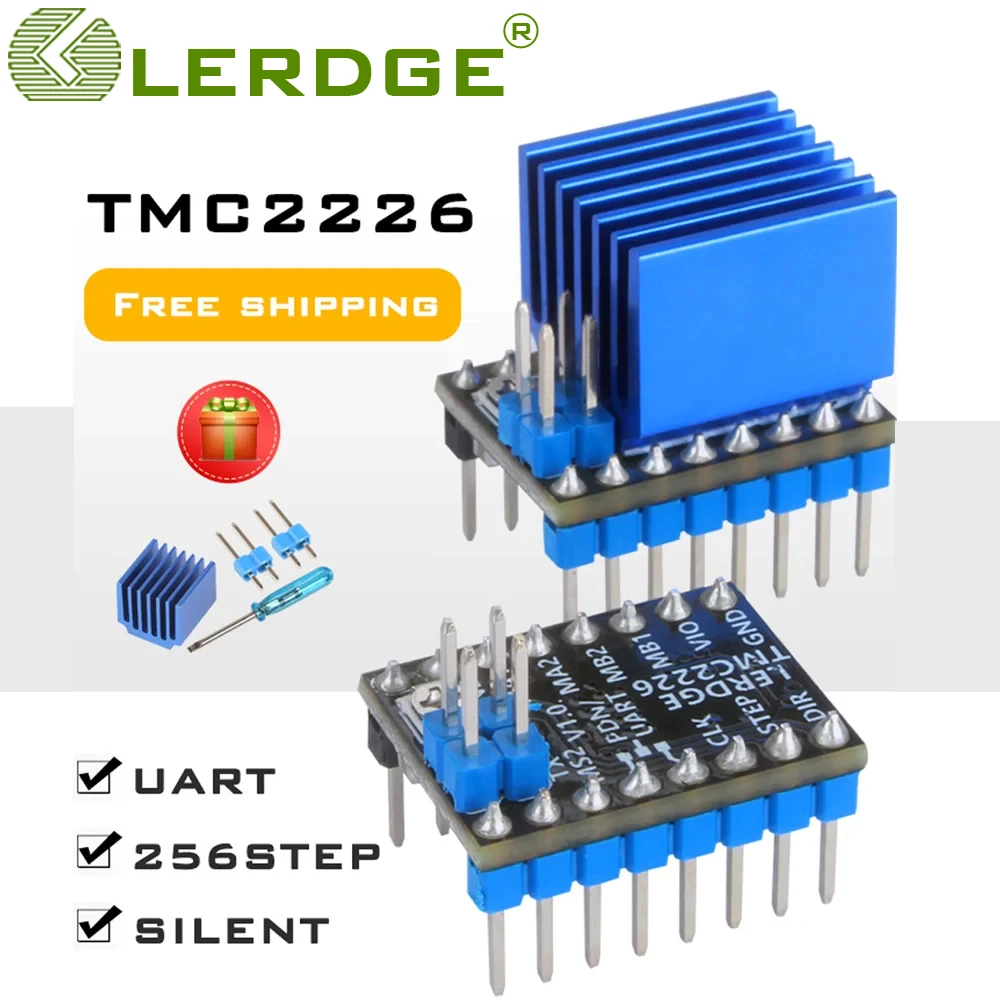 

LERDGE Stepper Motor Driver TMC2226 V1.0 UART Replace TMC 2208 TMC2225 A4988 lv8729 3D Printer Parts ultra-silent