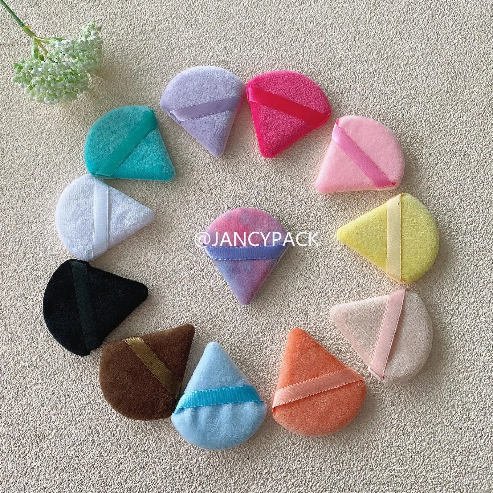 Triângulo pó puff maquiagem cosmética esponja puff marca própria macio veludo pó solto puffs creme