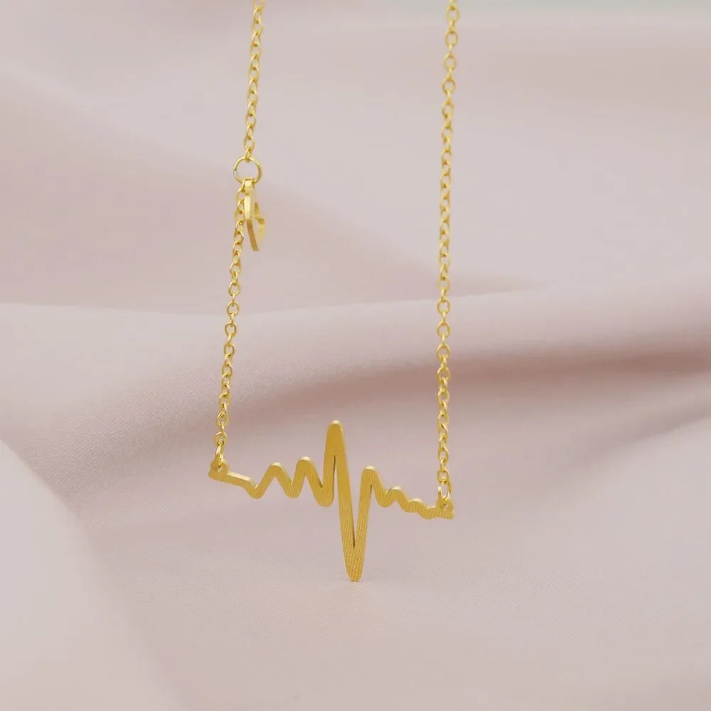 Простое и универсальное женское колье на ключице, колье в форме сердца ЭКГ.