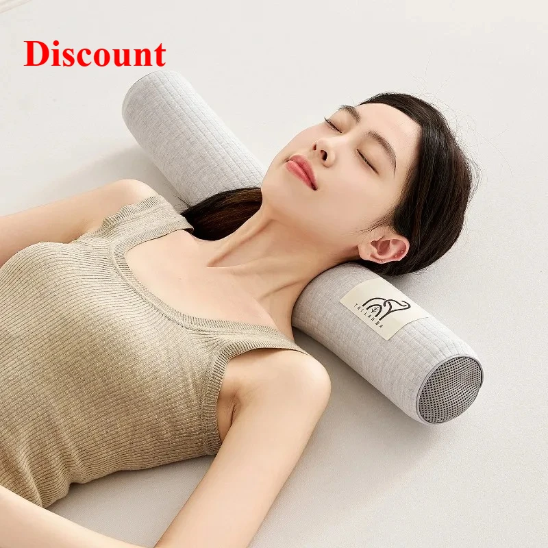 Multi-functional Solid Color Striped Latex Cylindrical Pillow Candy Pillow Adult Household Neck Pillow