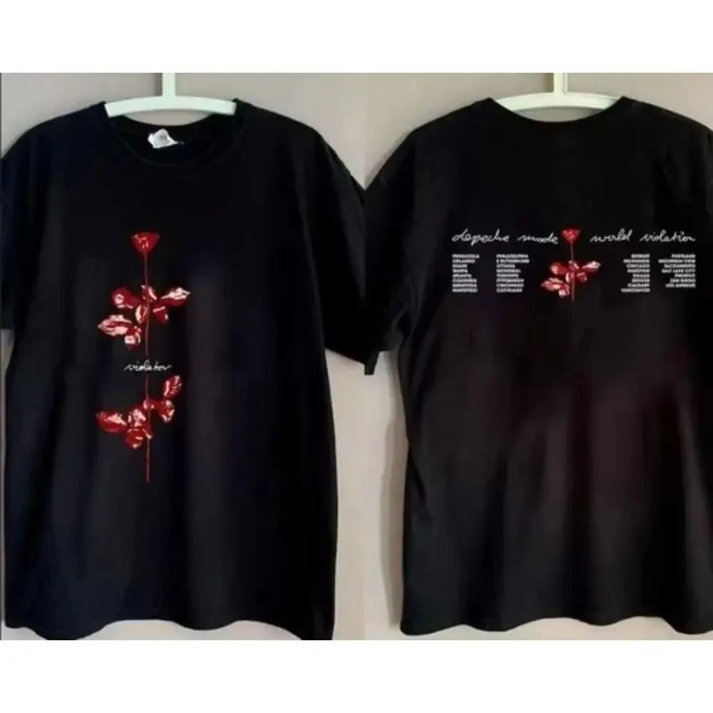 Camiseta Vintage Rock Tops 1990 DEPECHE MODE World Violator, Camiseta Informal Holgada de Manga Corta con Estampado de Algodón para Verano, Unisex
