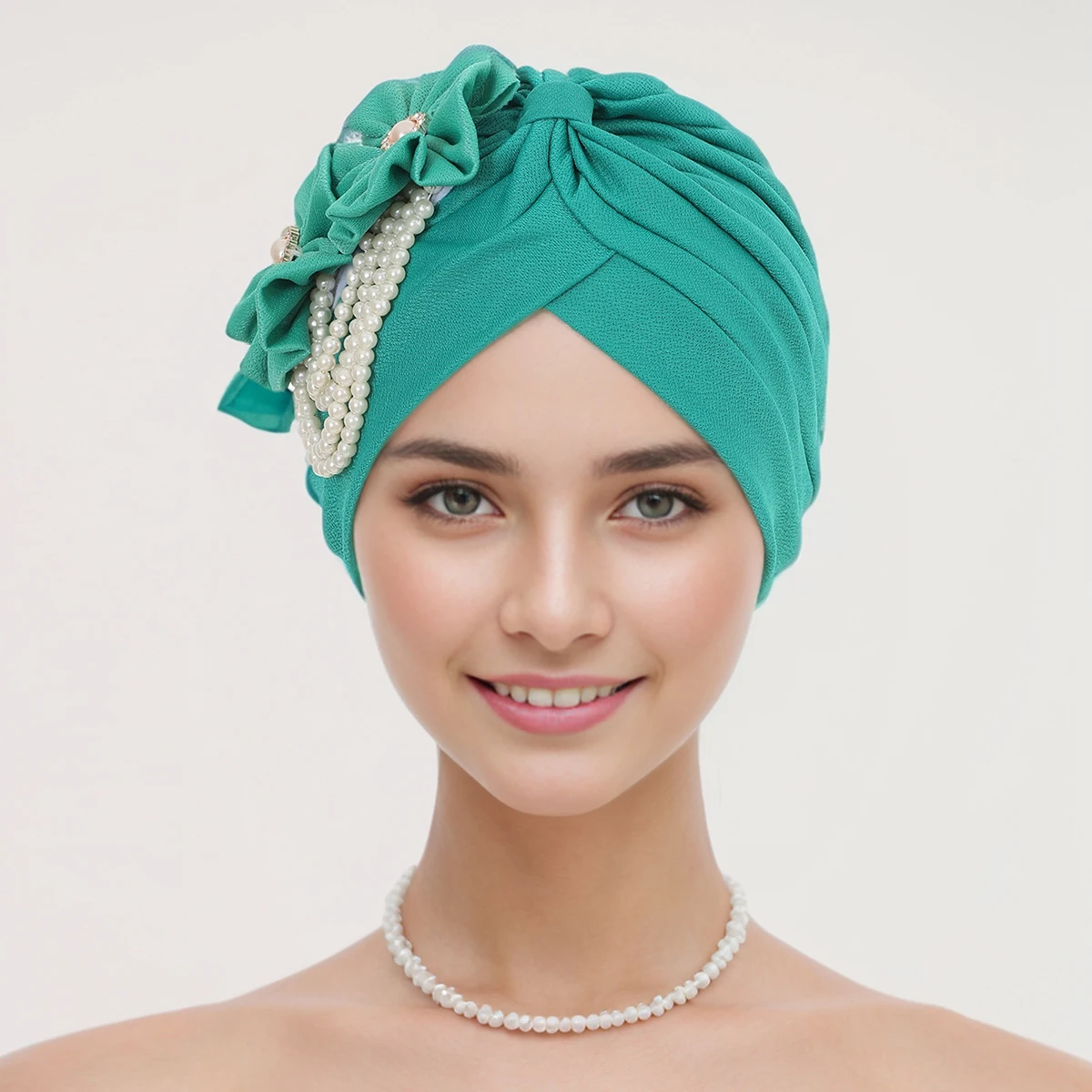 Perlen Perlen Turban Kappe für Frauen Blume Design weiblichen Kopf wickelt muslimischen Kopftuch Motorhaube Haarausfall Hut Abdeckung – Detail 20