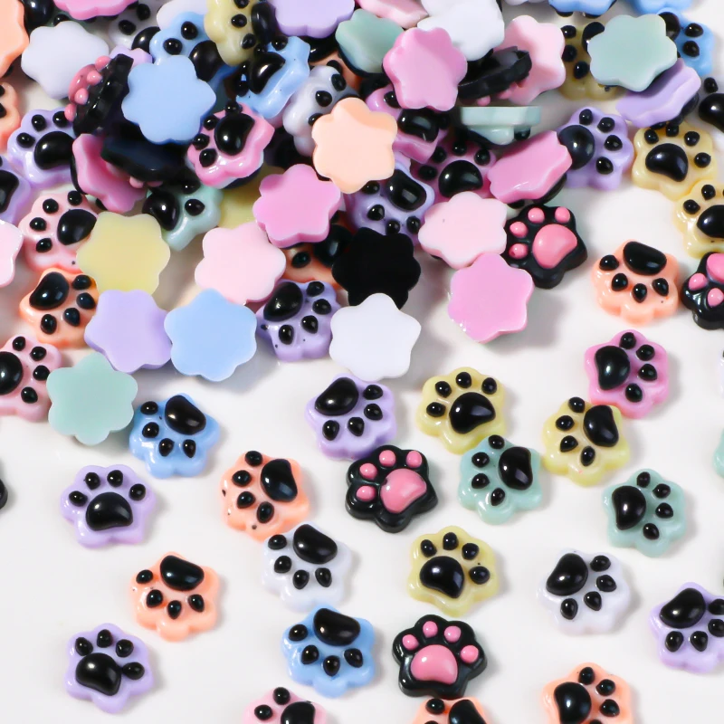 30 Pcs/bag Mix Resin Charm Nail Cat Paw Decoration  Kawaii Accessories Nail Supplies for Professionals Nail Art Parts Design Diy