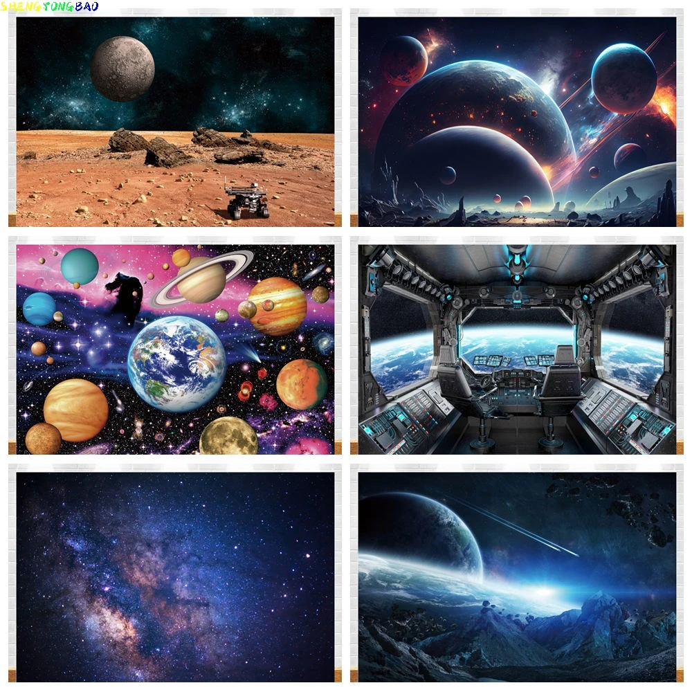 

﻿ Universe Space Earth Night Starry Sky Photography Background Moon Milky Way Wall Tapestry Baby Birthday Backdrop Photo Studio