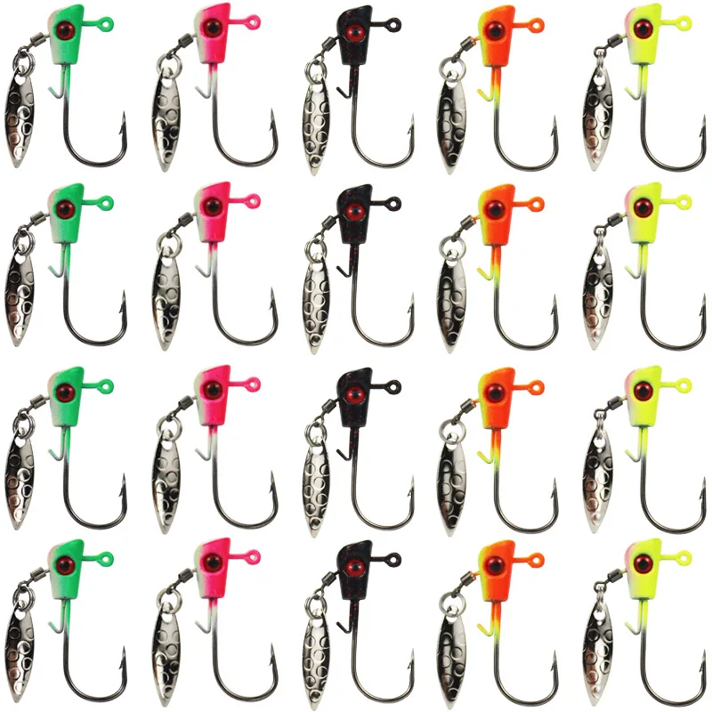 20 piezas Jig Heads anzuelos de pesca Underspin Shad dardos tipo de pez trucha señuelo 1/16 1/8 oz anzuelos de pesca de carpa accesorios conjunto de herramientas