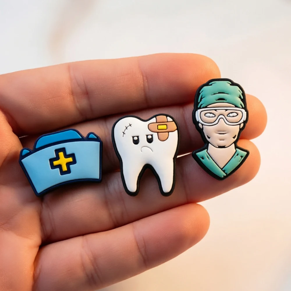 Medical Nurse Shoe Charms Teeth Dental Doctor PVC Shoe Decoration Accessories, Hospital Ambulance Pins for Kids Party Favors