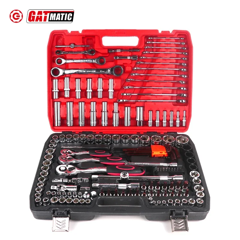 Custom 151 pcs Heavy Duty Auto Car Repair Tool Box chrome vanadium Flyman Impact Socket Wrench Hand Tool Box Set Kit