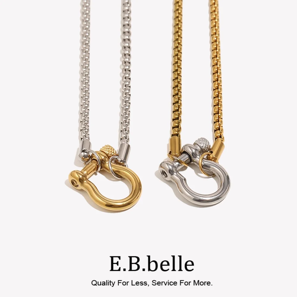 E.B.belle Mixed Color Square Pearl Chain Lock Pendant Necklace For Women Girls DIY Neck Jewlery Accessories