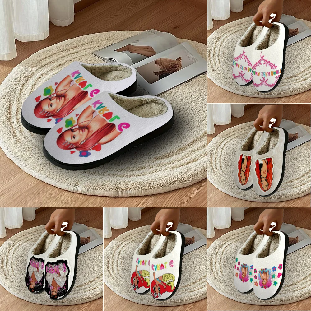 

Горячая певица K-Karols G домашние хлопковые тапочки на заказ, мужские и женские сандалии, камуфляжные плюшевые повседневные теплые тапочки для спальни