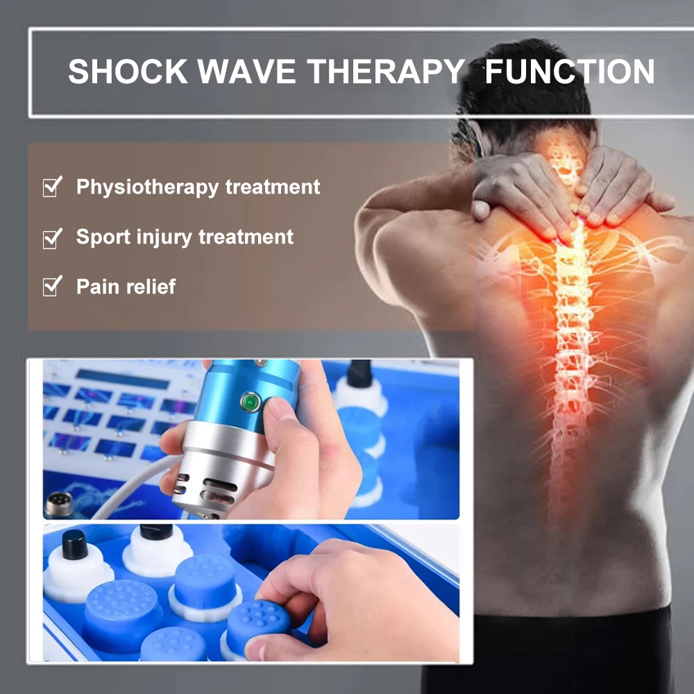 Portable Shockwave Therapy Machine Body Muscle Massage Relax with 12 Heads Shock Wave Equipment