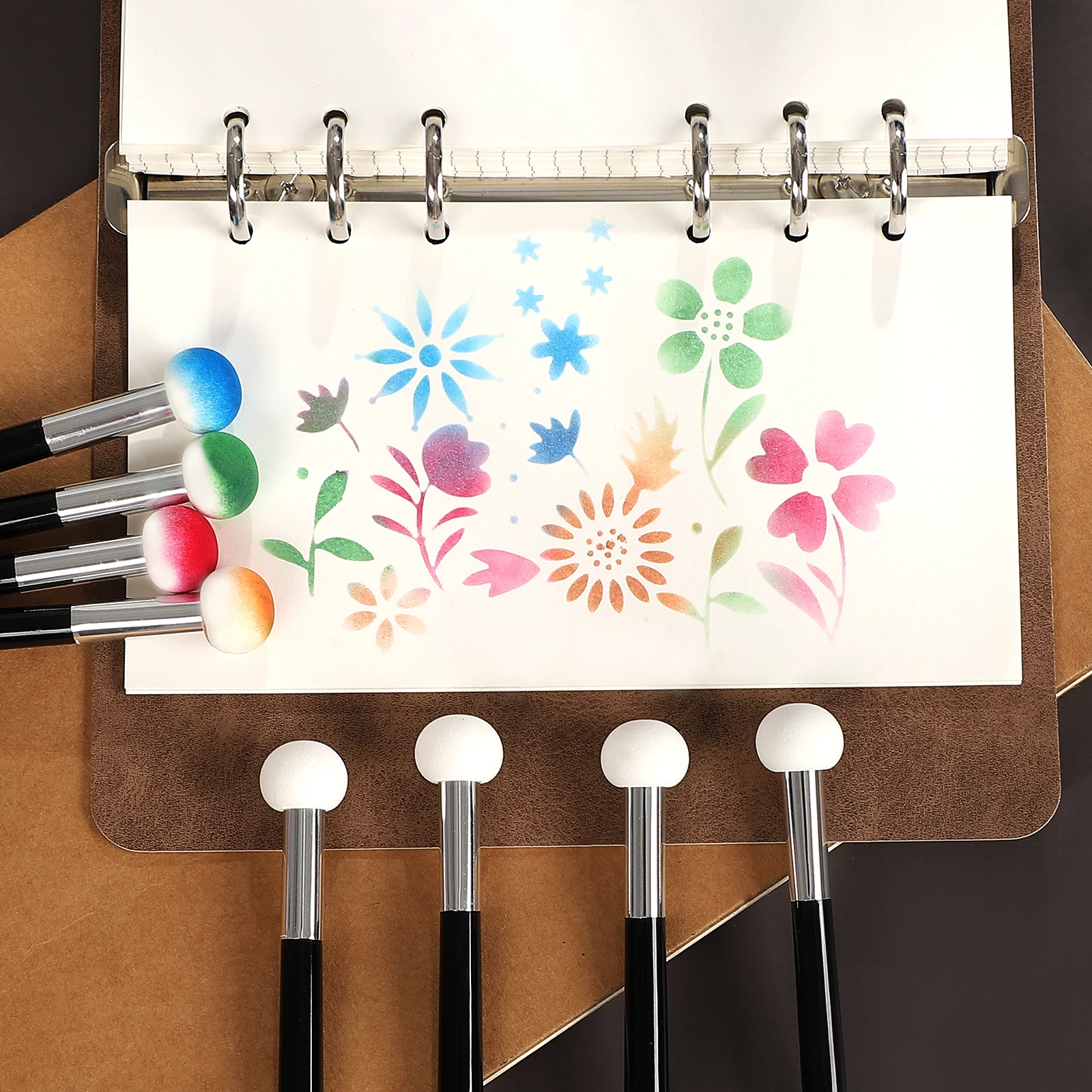 5 Pcs/set Vintage Mini Steamed Bun Shaped Sponge Brush Creative DIY Journal Material Collage Student Supplies Stationery