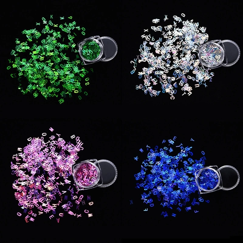 12 Color Colorful Flakes Glitter Sticker Decals Halloween Christmas Glitter Letter Sequins for DIY Resin Crafting