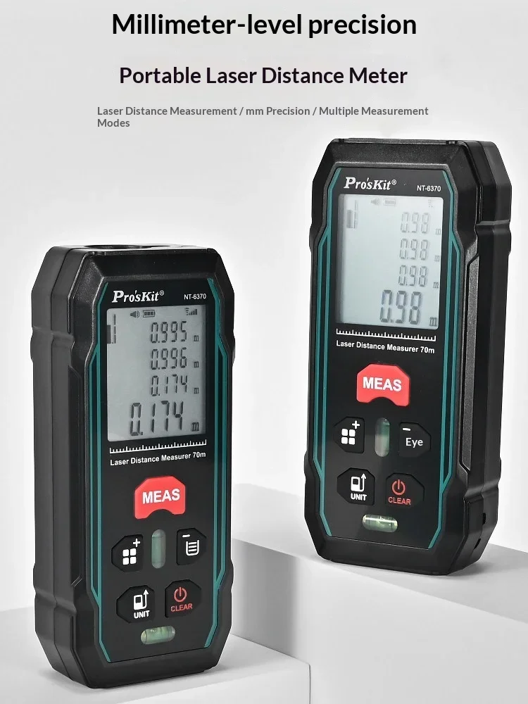 Pro'sKit Baogong NT-6370 la ser Rangefinder Infrared Millimeter-Level Precision Handheld Electronic Ruler Measuring Room Meter