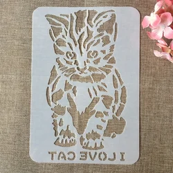 18*26cm Sit Down Cat I Love Cat DIY Layering Stencils Painting Scrapbook Coloring Embossing Album Decorative Card Template