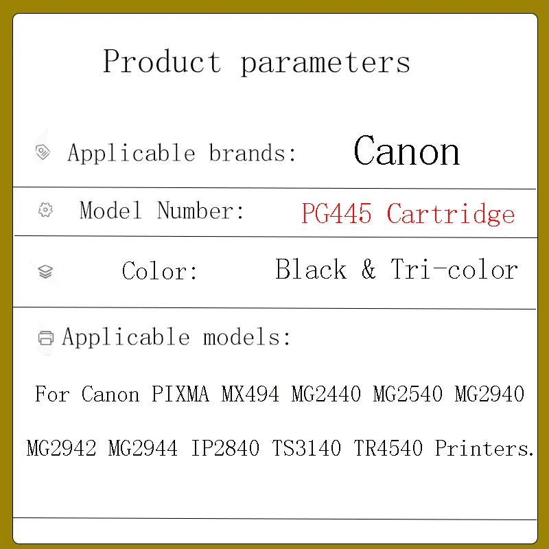 Refillable PG-445 PG445 CL-446 XL Ink Cartridge for Canon PG 445 CL446 for Canon PIXMA MX494 MG2440 MG2940 MG2540 MG2540S IP2840