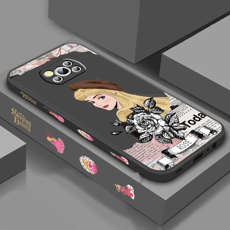 

Sleeping Beauty Disney Fashion Liquid Left Rope For Xiaomi Mi Poco X6 X5 X4 X3 M6 M5 M5S M4 M3 F5 F4 F3 Pro 5G Soft Phone Case