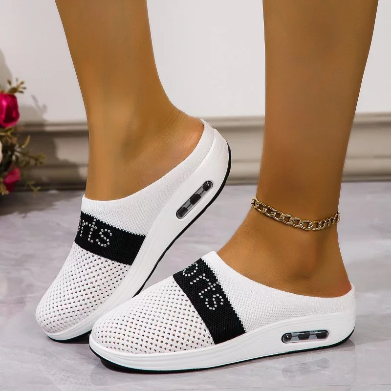 Damen Keilabsatz-Pantoffeln Premium Hausschuhe Vintage Rutschfeste Casual Damen-Plateauschuhe Retro-Schuhe Übergrößen Orthopädische Diabetiker-Sandalen
