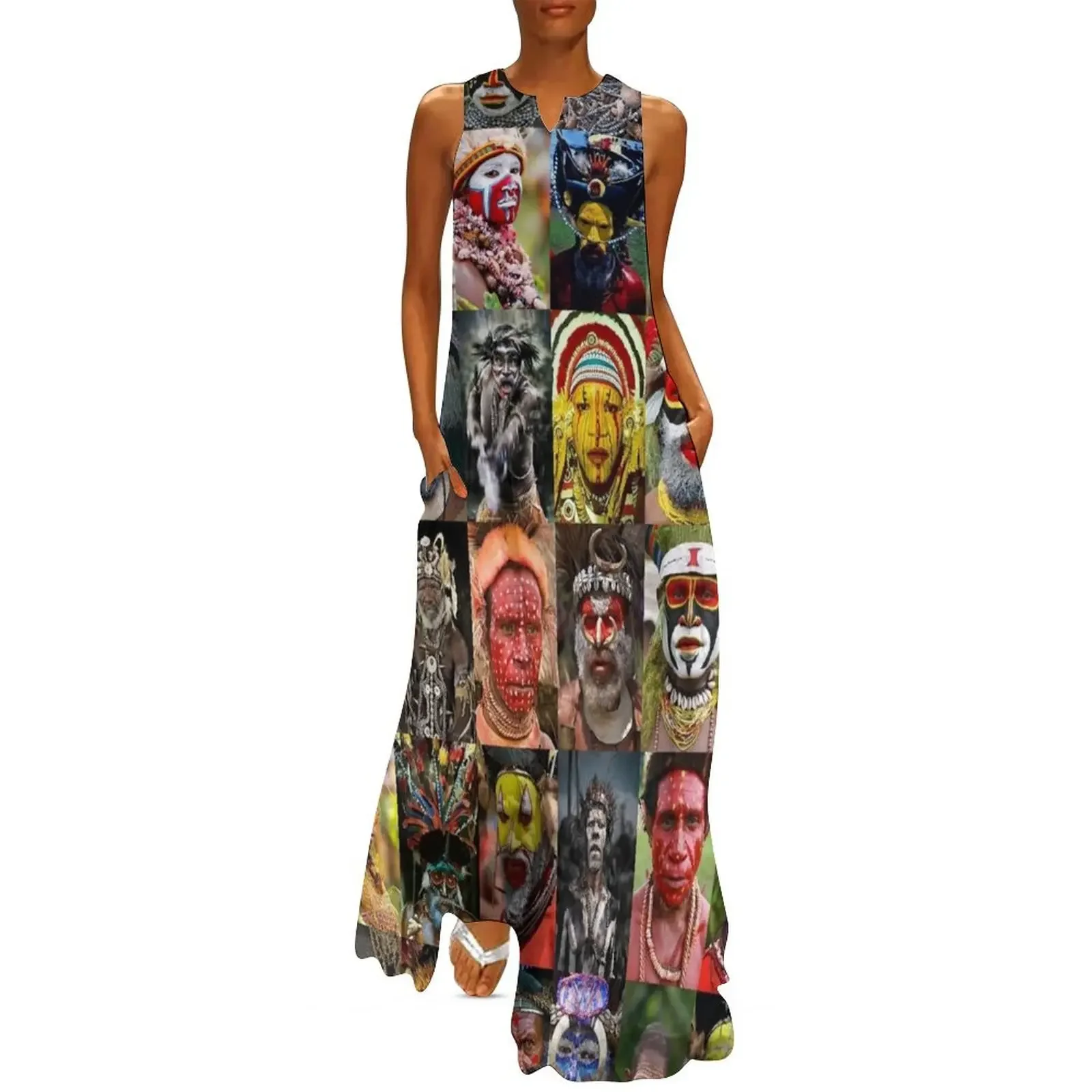 

Papua New Guinea Painted Faces Long Dress Long dresses dress women's luxury party dress women