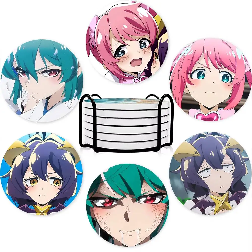 1pc Anime Gushing Over Magical Girls Wooden Coaster Colour Printing Cup Mat Home Desk Decoration Gifts